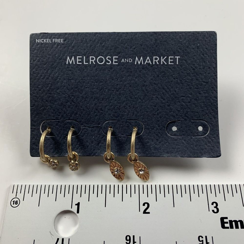 Melrose And Market Women's Jewelry‎ Clear Gold Hoop Earrings Set